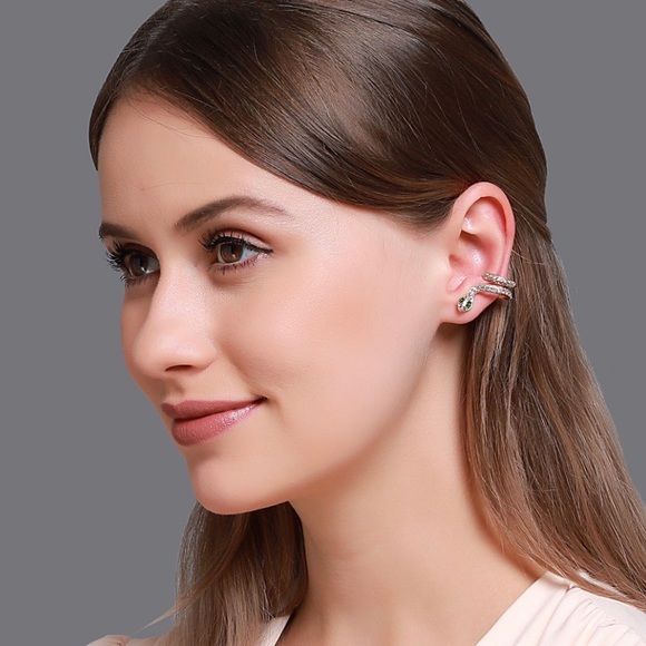 2/$20! Silver Crystal Pave Snake Cuff Earrings - Picture 6 of 9